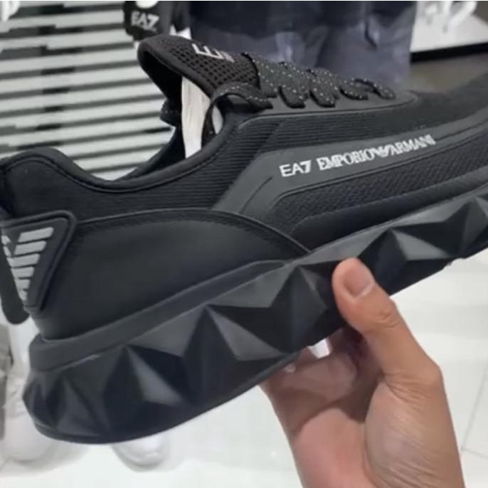 Terbaik Sepatu Sneakera Pria Ea7 Emporio Armani Full Black Original With Tag Stok Terbatas