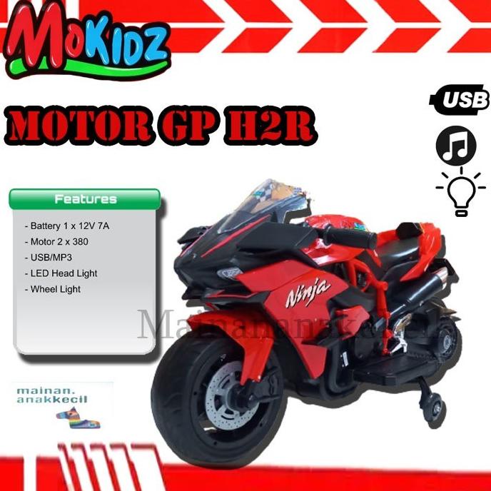___] Mainan Anak Motor Aki Tipe Motor Ninja GP H2R