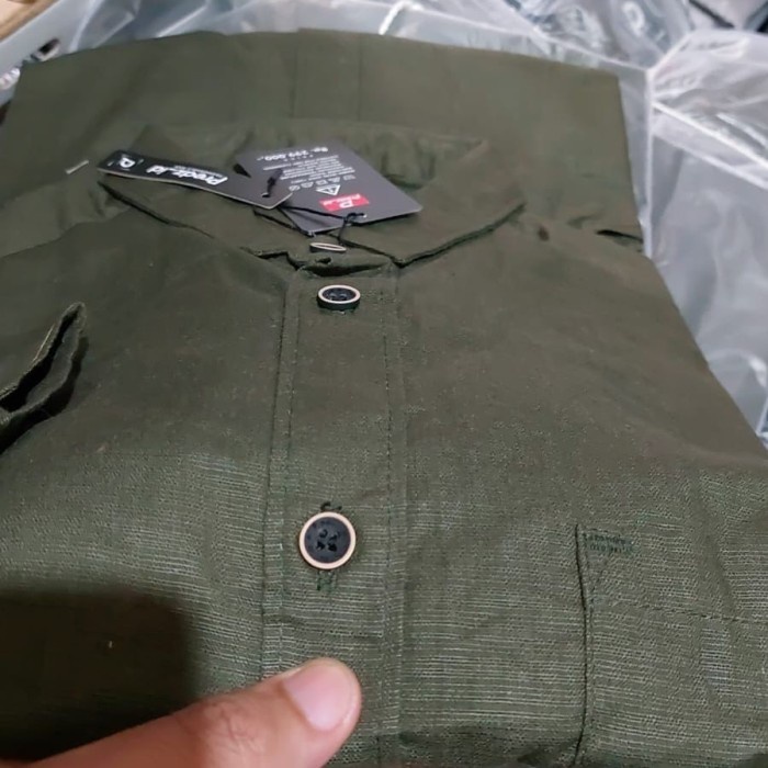 kemeja pria Kemeja Flanel Polos Pria Lengan Panjang Kualitas Premium Tebal Halus - Hijau Army, M(P9A