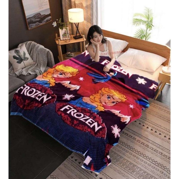 Selimut Dewasa Frozen Frozen Elsa Olaf Frozen L0X3 Bulu Minimalis Motif Terbaru Tebal Lembut Slimut 