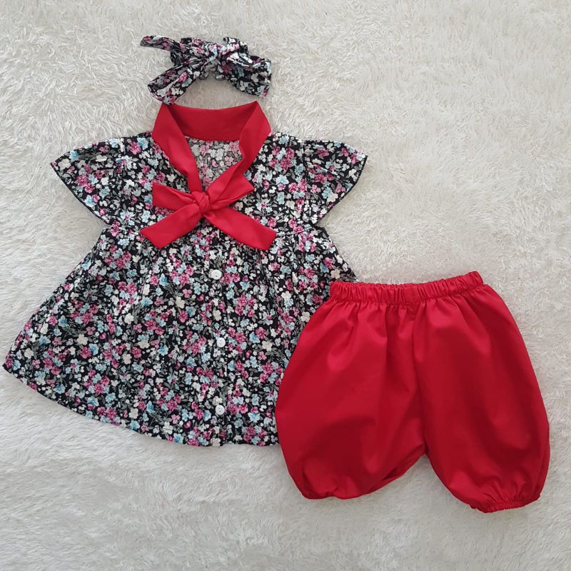 Baju Bayi Flowie ribbon set