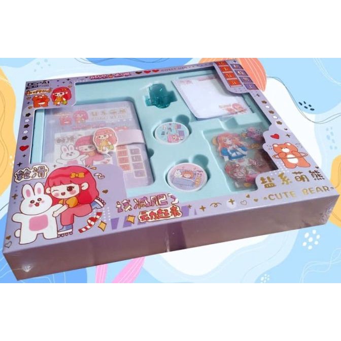 

Sticker Stiker Set Box Karakter Lucu Buku Diary Roll Stiker