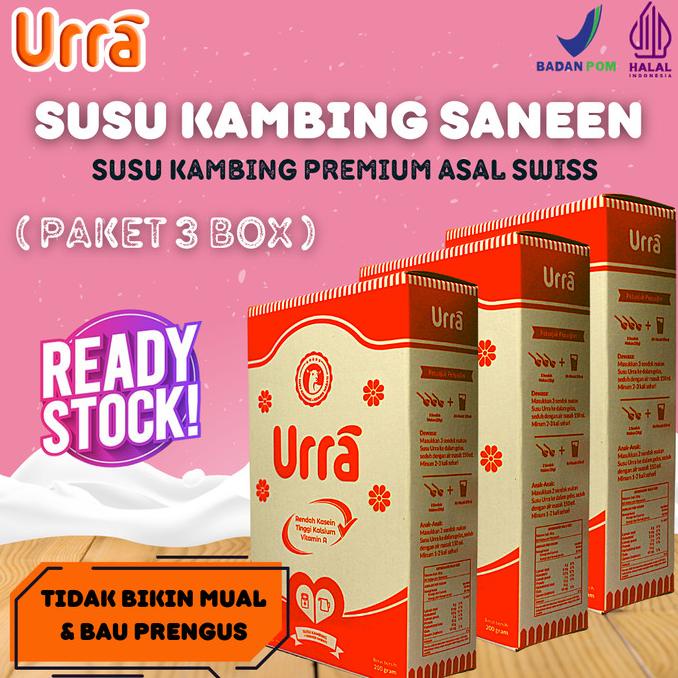 

[ PAKET 3 BOX ] Susu Urra Susu Kambing Saanen Asli Rendah Kasein ---NEW---