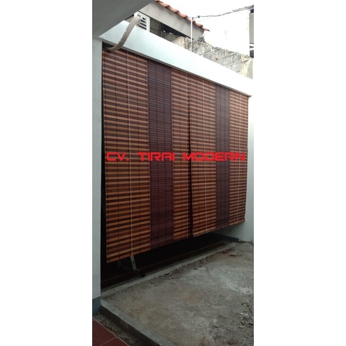 Terlaris Krey Kayu (Tirai Bahan Kayu Ramin Anti Tampias Hujan) - 7Aad