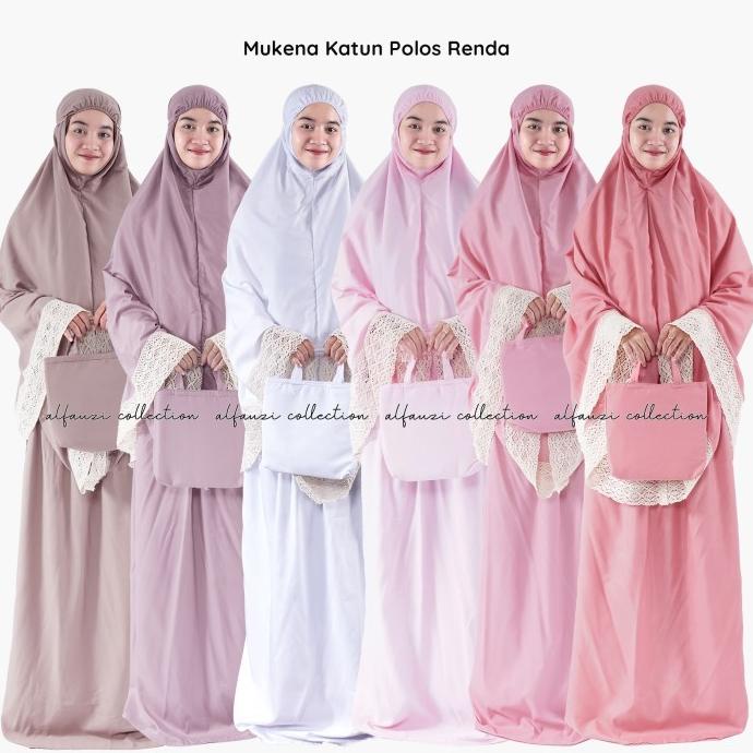 Mukena Katun Polos Renda / mukena dewasa katun polos premium
