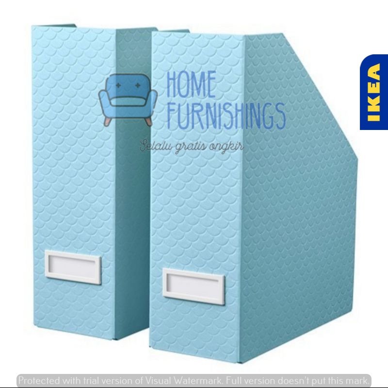 

IKEA Box file kantor majalah buku 2pc biru muda