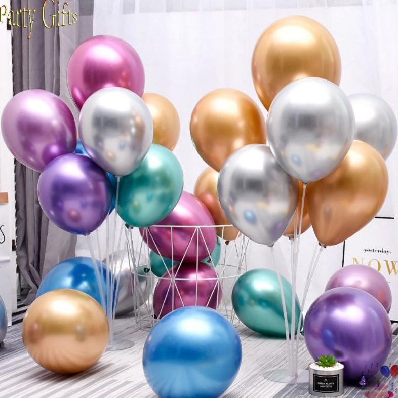 Chrome Metalik Latex Balon Karakter Hiasan Ulang Tahun Dekorasi Kado Kamar Wisuda Doff Rustic Unik