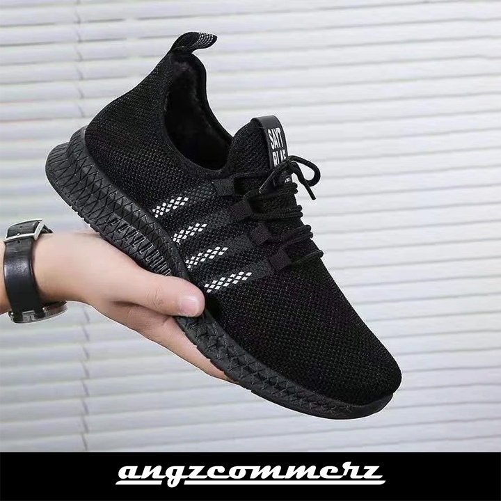 

ANGZCOMMERZ Korean Style Running Shoes Black with White Stripe Men 42 1 pairs