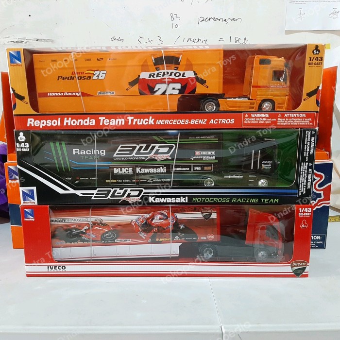 Diskon Spesial Diecast Miniatur Truk Kontainer Livery Motogp Team Die-Cast Truck 1:43 Termurah