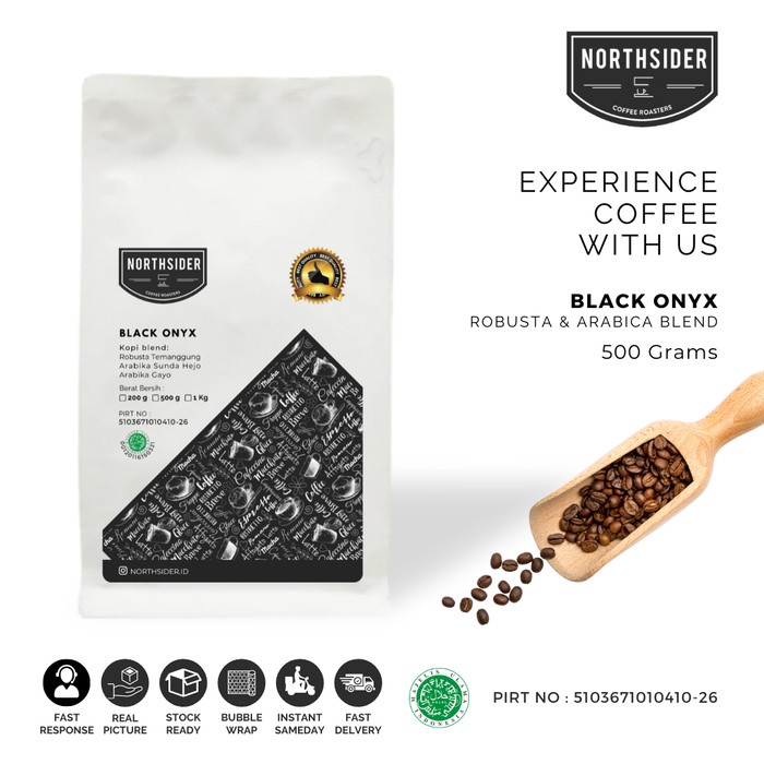 

BISA COD BIJI KOPI SUSU BLACK ONYX BLEND - 500GR NORTHSIDER COFFEE /KOPI EUBE/KOPI KAPAL