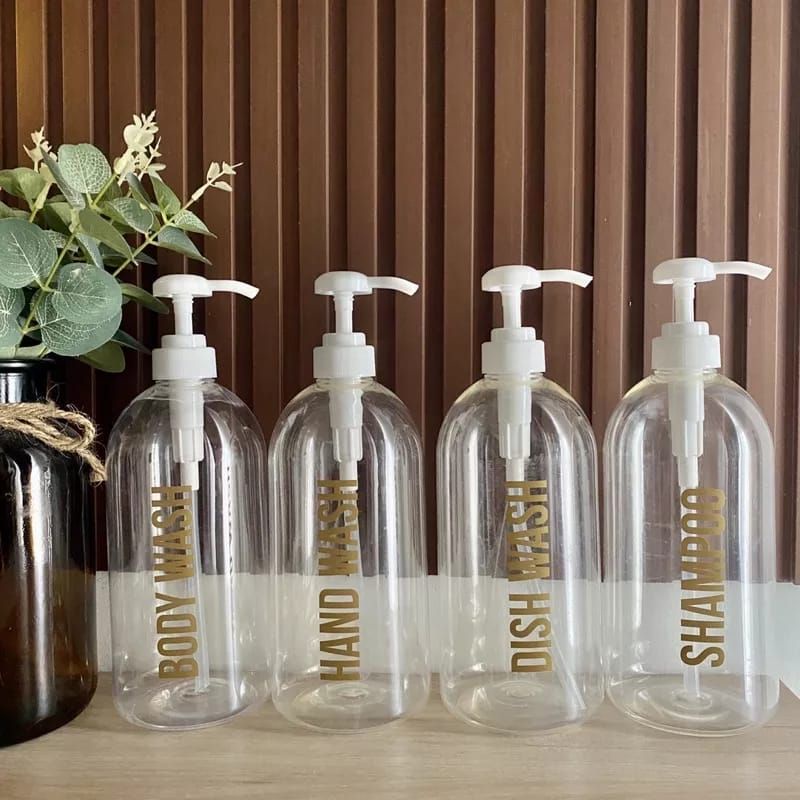 Botol isi ulang + LABEL STIKER 1000ml 1Liter Bening Pump | Wadah Reffil Refil Sabun Shampo Travelling Traveling Body Soap Hand Wash | Set Botol Sticker isi ulang tutup pump spray fliptop |