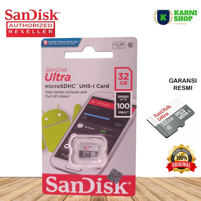 Memory Card - Kartu memori hp Micro sd 32 gb 32Gb sandisk class 10