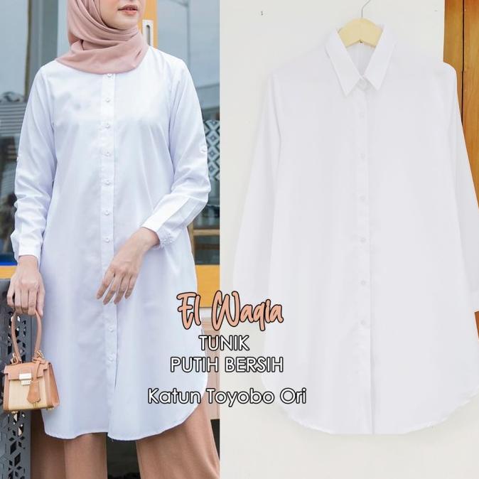 Alila Tunik Putih Bersih Katun Toyobo Baju Kerja Jumbo