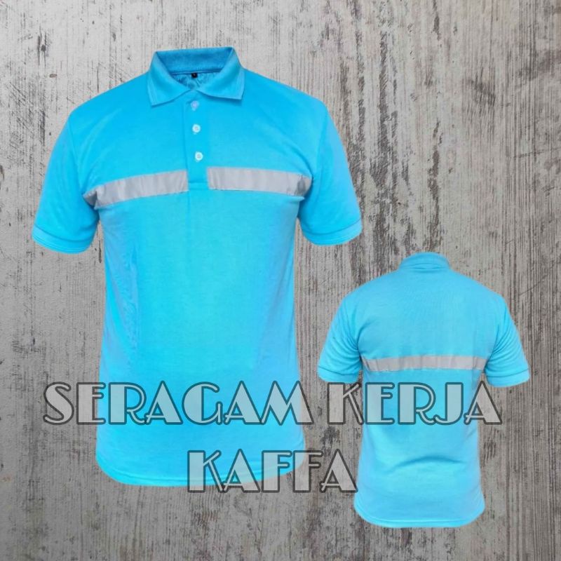 Bisa COD Kaos polo safety Pendek BIRU LANGIT Model Terbaru Kaos Outdoor Kaos Lapangan Kaos Premium
