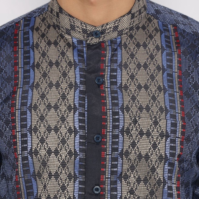 kemeja pria Platini Kemeja Koko Pria Lengan Panjang Katun Navy 961152 - S(Q5N5) kemeja pria kantor p