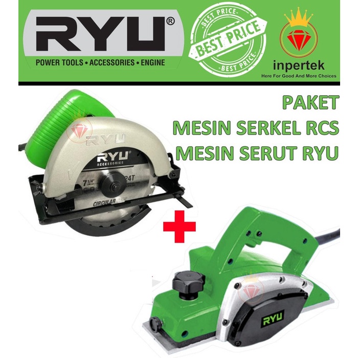 PAKET 2 SET RYU MESIN CIRCULAR RCS 185-1 MESIN SERUT KAYU RPL82-3A