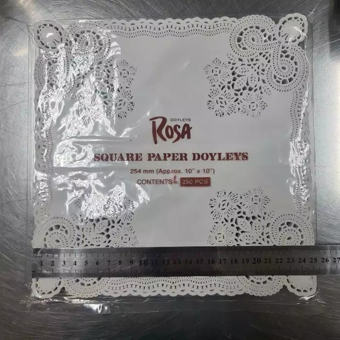 Tatakan Kertas Alas Kardus Kue Rosa Paper Doilies Renda Segi 10"