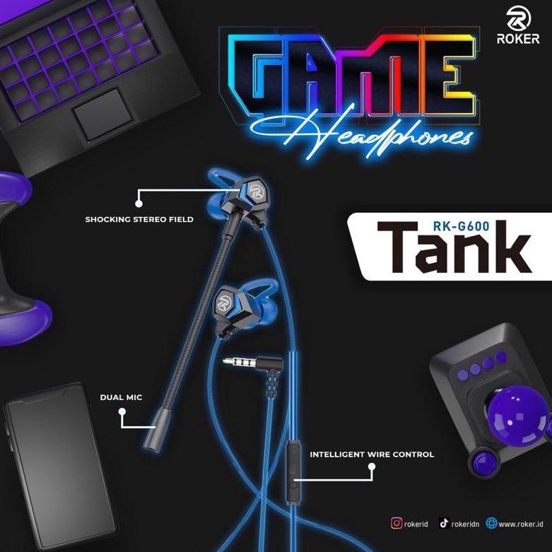 [KODE NEISQ] Headset Roker Gaming RK-G600 / Earphone Gaming Roker TANK / HF ROKER GAMING RK G600 HF 