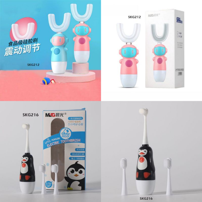 Sikat gigi anak U Shaped 360 elektrik, sikat gigi silicone electric lampu LED