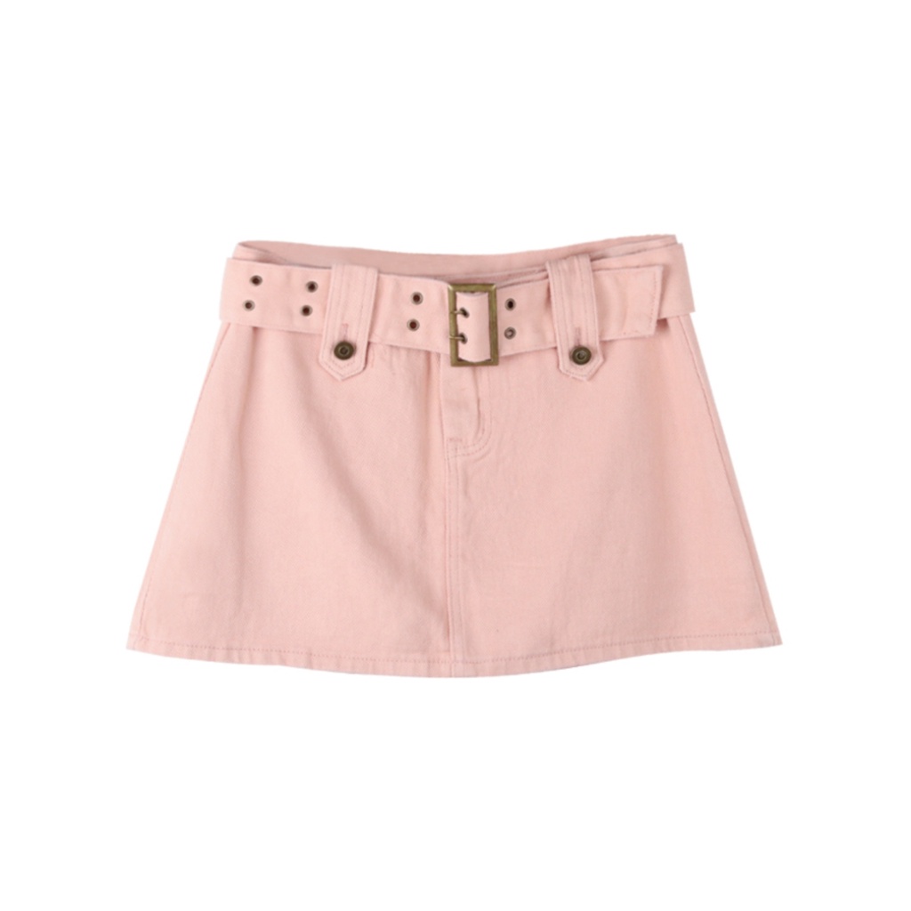 Red Hot girl A-line bag hip skirt summer anti-light skirt high waist short skirt slim denim skirt female pink skirt trendy