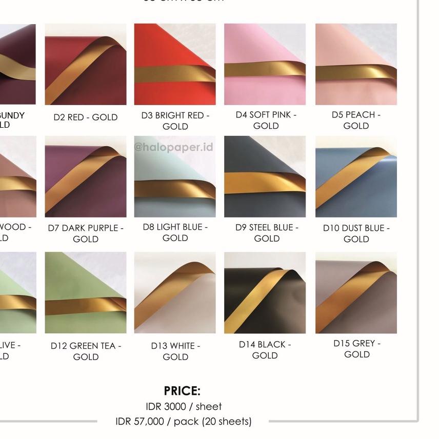 

Sale 6.6 | KF7 | FLOWER WRAPPING PAPER WATERPROOF BI COLOR WITH GOLD CELLOPHANE (FREE KARDUS PACKING) (ECER)