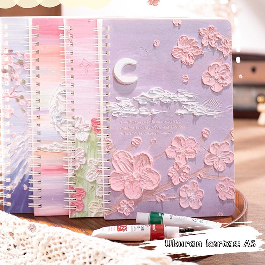

COD | TD4 | Lakooe Notebook a5 Buku catatan ring Buku tulis spiral lucu aesthetic garis buku catatan