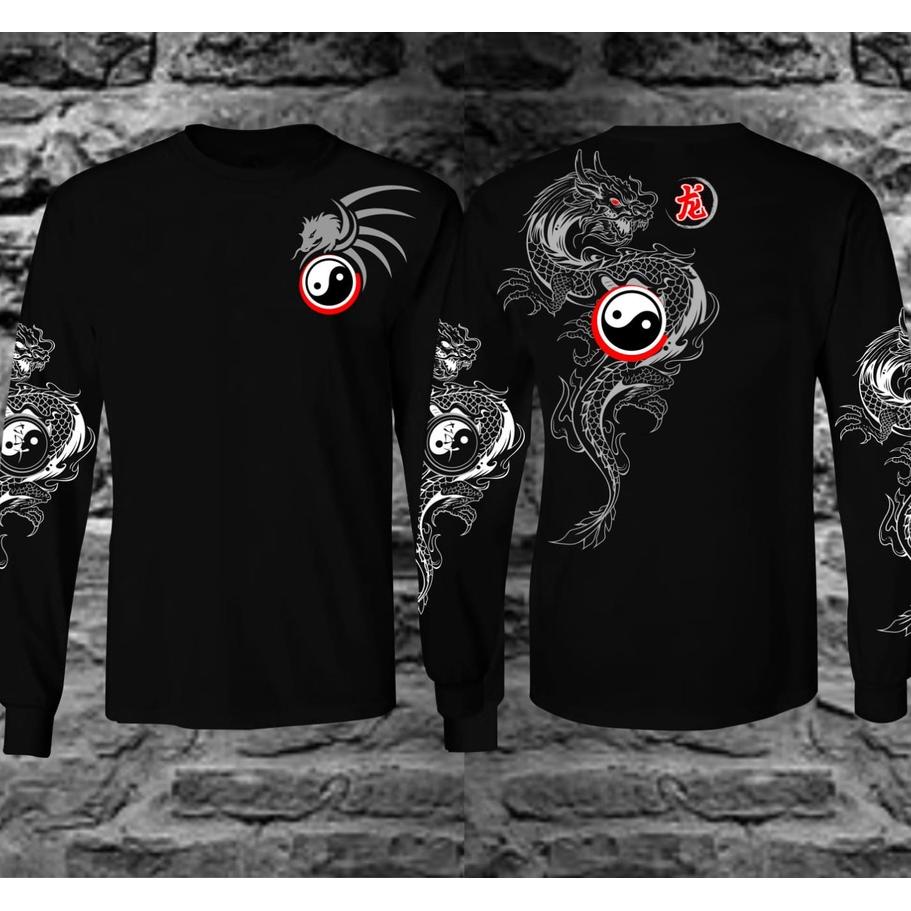 [KODE IE0VC] Kaos Tshirt Pria Terbaru Samurai Jepang Dragon Yin Yang Warna Hitam Distro Lengan Panja