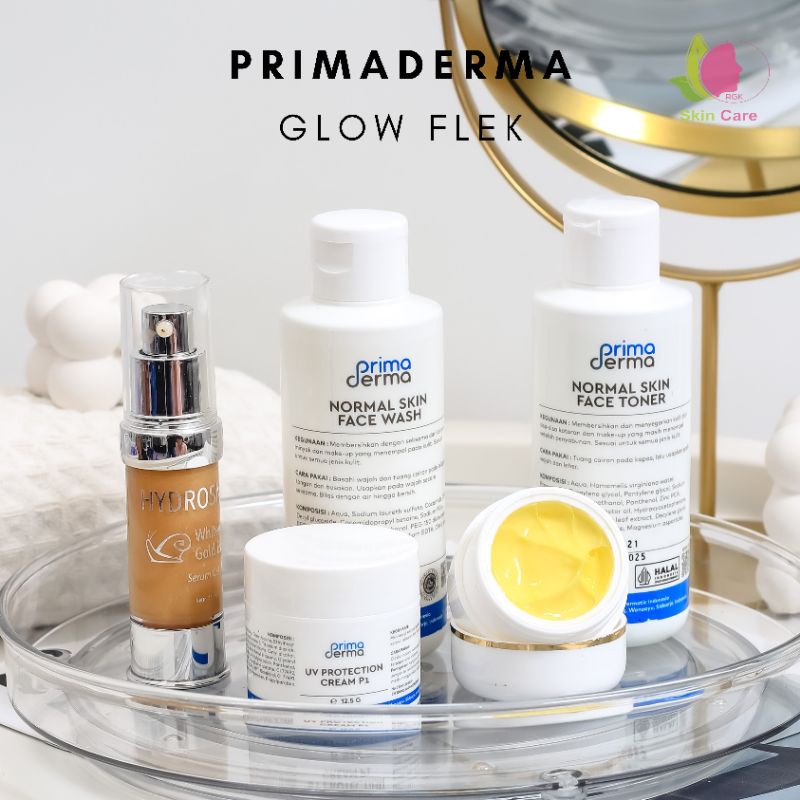 Primaderma Paket Glow Flek + Serum Hydrosnail Whitening Gold Essence