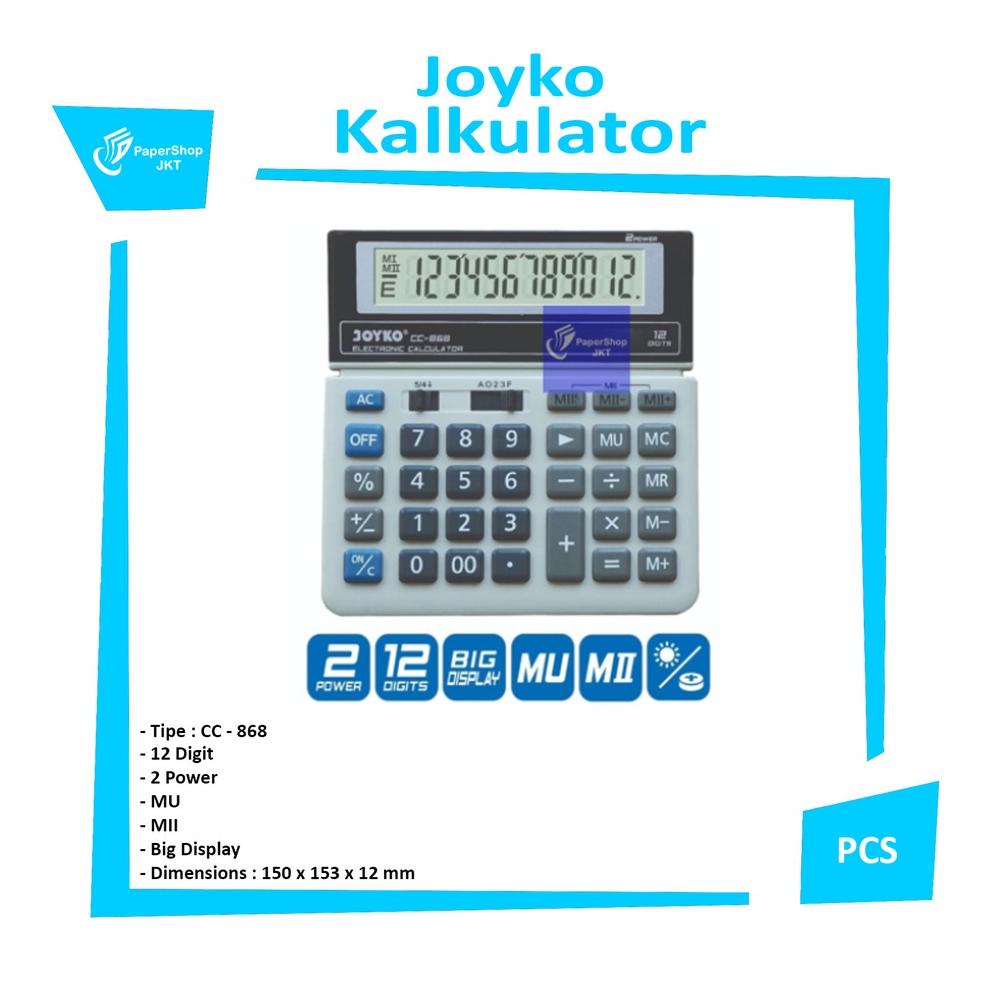 

PROMOSI !!! JOYKO - Kalkulator 12 Digits CC-868 -Pcs [KODE 09]
