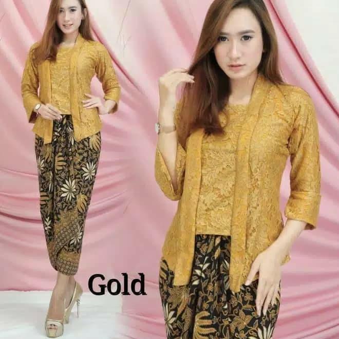 SHOPEE Setelan kebaya kutubaru jumbo pendek mix rok lilit / kebaya busui jumbo modern / kebaya tradi