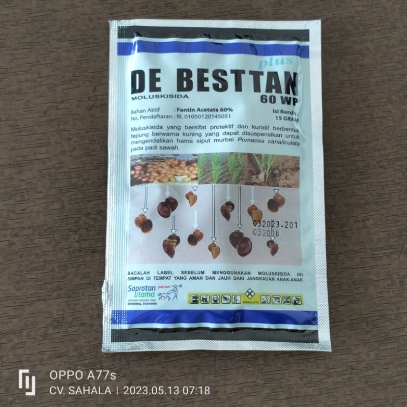 Moluskisida De Bestan 60 WP (Obat Keong sawah)