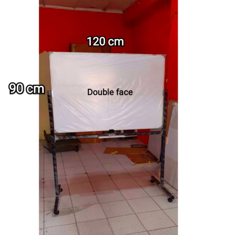 

papan tulis dan kaki 80 x 120 cm double face