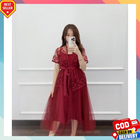 Dres Wanita Dewasa Terbaru 2023 Korea Jumbo Baju Kondangan Elegan Atasan Ootd Maxidres Premium Bangk