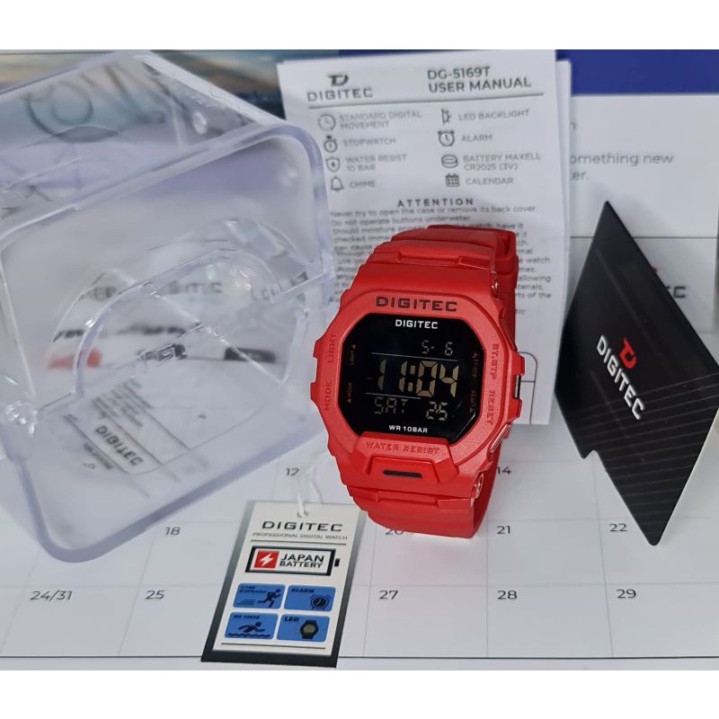 Jam Tangan Pria Digital Digitec 5169 Original Tahan Air Garansi 1 Tahun