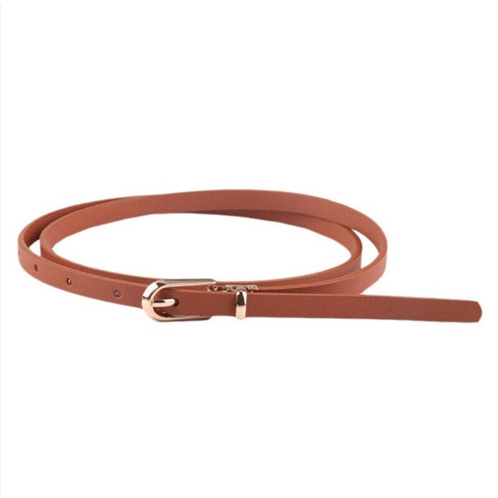 Ikat Pinggang Ban Wanita THIN KECIL 648 Korea Fashion Kulit PU Belt CAMEL Sabuk Wanita Keren Sabuk T
