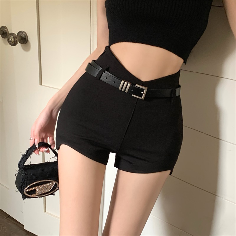 ♚celana wanita import hot girl black tight casual shorts women s summer hot pants high waist slim sexy all-match straight wide leg pants celana wanita celana highwaist