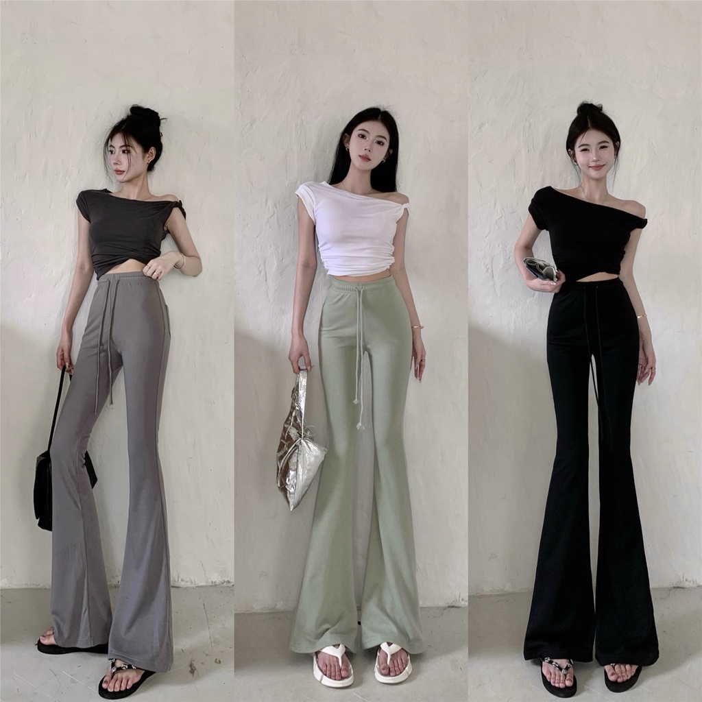 ❀celana wanita import white kink oblique shoulder short-sleeve t-shirt women s summer slim fit pure desire to look thin high waist hot girl small short top pants wanita celana highwaist