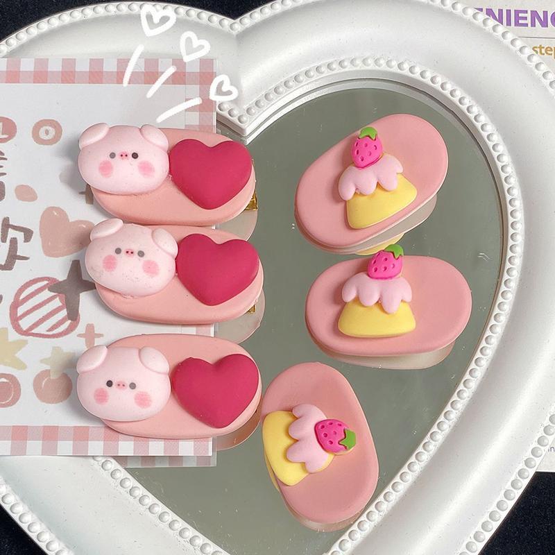 【Bayar di tempat】Jepit Rambut Kartun Piggy Love Oval Hairpin Cute Sweet Student Hairpin