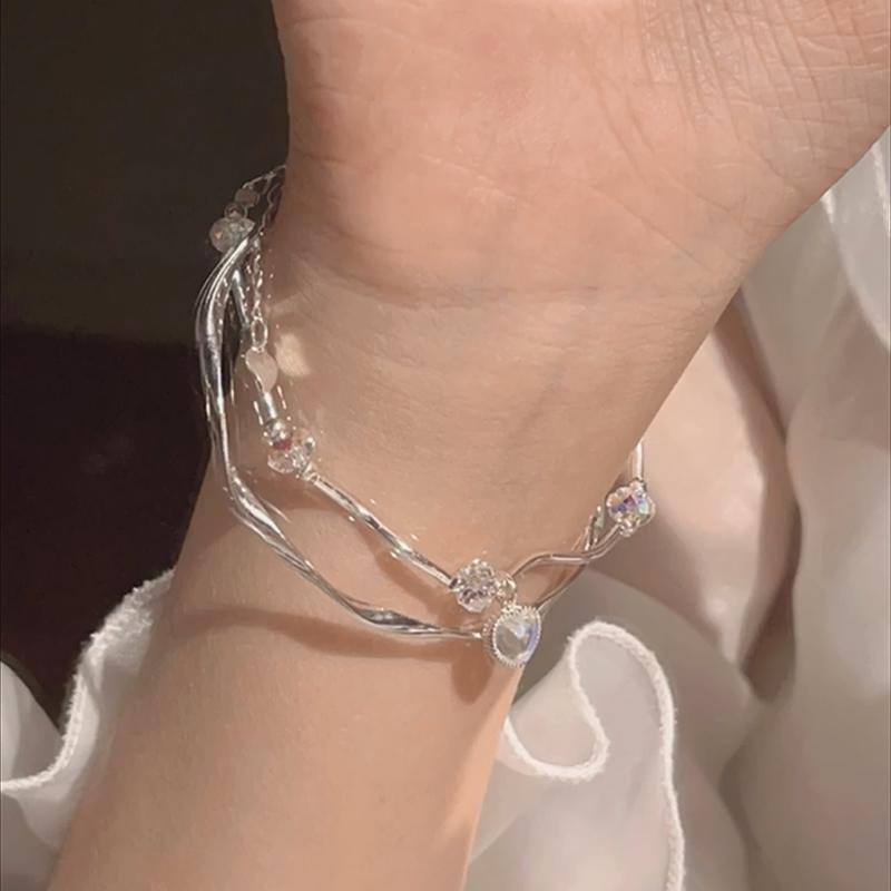 【Bayar di tempat】2023 Gaya Baru Korea Moonlight Stone Heart Bracelet Gelang Temperamen Sederhana Rasa Premium Desain Tidak Teratur