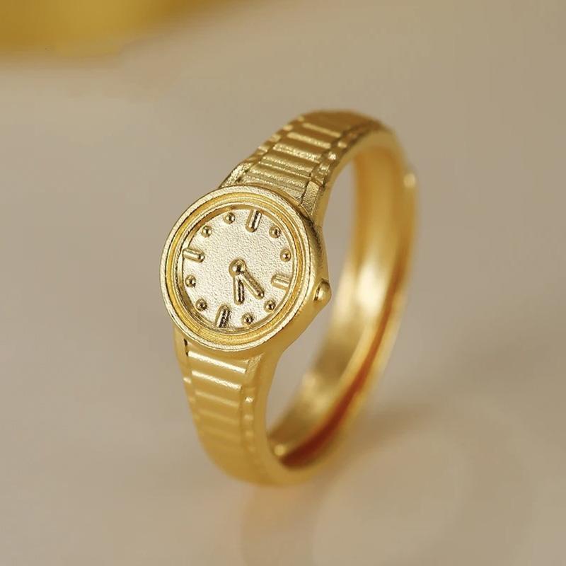 【Bayar di tempat】Jam Tangan Punk Emas Retro Bentuk Desain Pembukaan Cincin Gadis Accerssories Hadiah