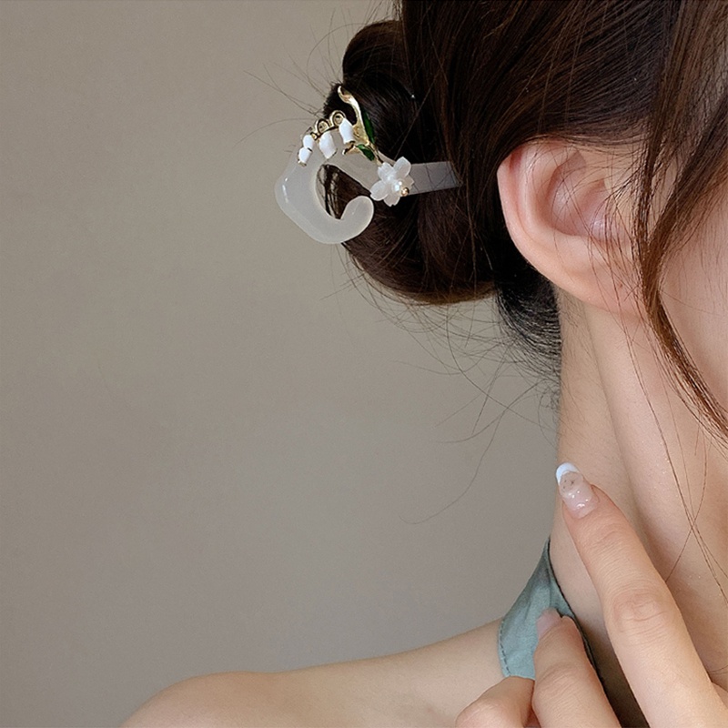 Lily of the valley female hairpin, curly hair accessories, Aksesoris Rambut Rumbai