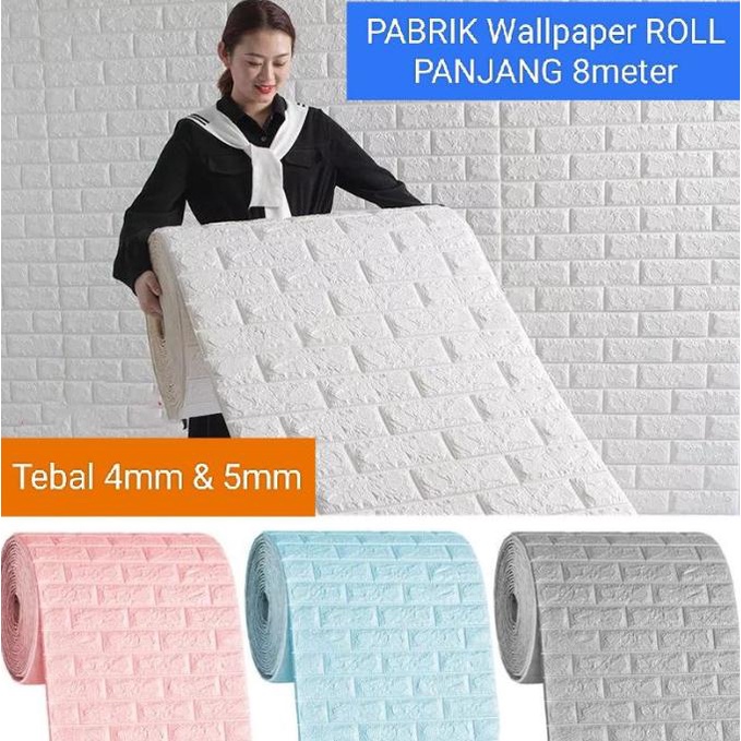 Wallpaper dinding 3D Bata Roll / Wallpaper Bata Roll 8 Meter