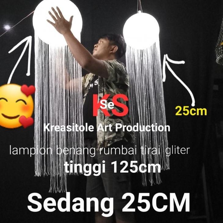 Top Rating LAMPION BENANG RUMBAI TIRAI GLITER 25CM lampu gantung dekorasi kap lampu