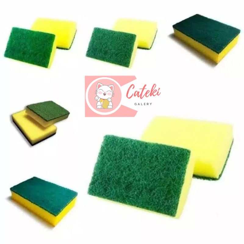 [CTK] PROMO MURAH SPONGE SPONS CUCI PIRING KOTAK / SPONS CUCI PIRING BUSA KUNING HIJAU / SPONS SERBAGUNA