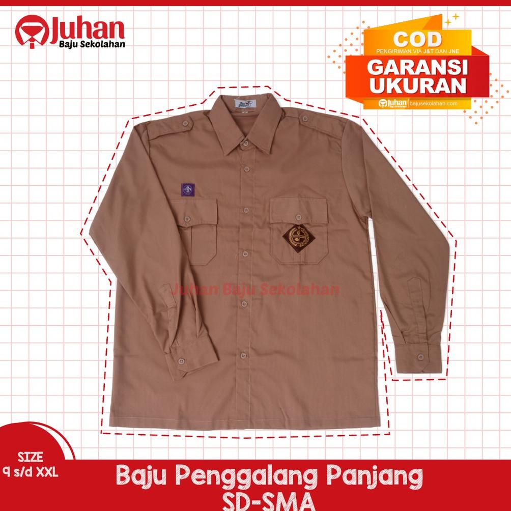 Bayar Ditempat Seragam Pramuka SD SMP SMA Baju Pramuka Penggalang Seragam Pramuka Penggalang Lengan 