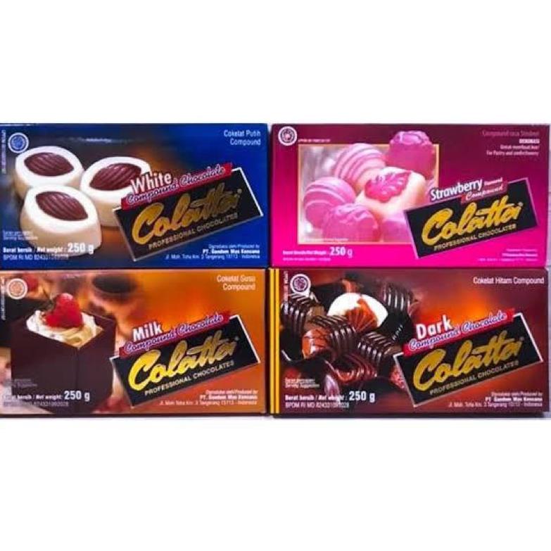 

[BDK] Coklat Batangan Compound Collata Dark, White, Milk, Strawberry Chocolate 250gr Model Baru ⌒O⌒