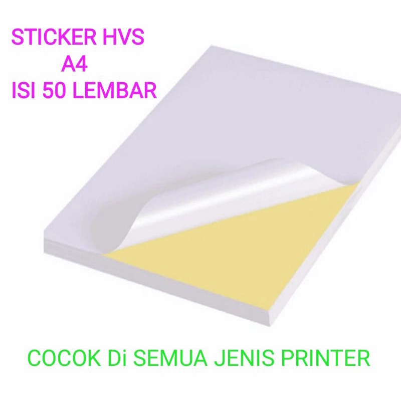 

Kertas Sticker HVS A4 isi 50 Lembar / Stiker Doff Matte inkjet