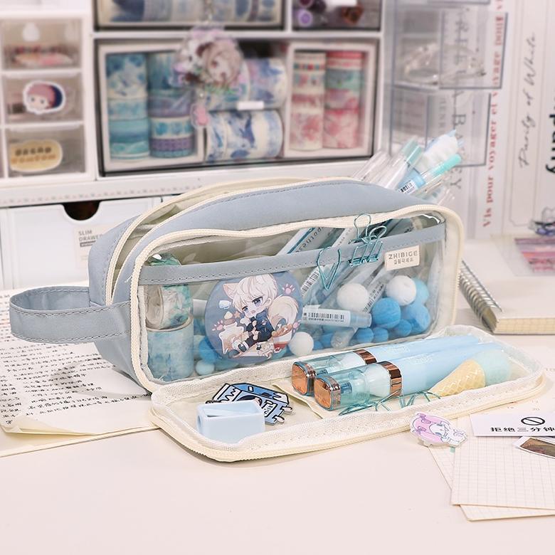 

Terjangkau Large Capacity Kawaii Pencil Cases flip Pencil Bag Pouch Holder Box for Girls Office Student Stationery Organizer School Supplies