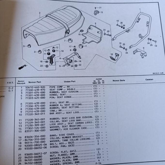 Buku Part Catalog Honda Gl 100 .Gl Max .Gl Pro Promo