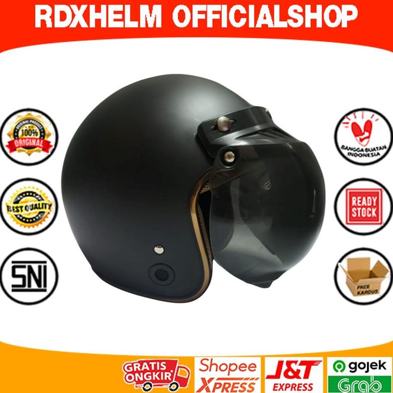 Helm Bogo / Helm Retro / Helm List Chrome Hkm Black Doff Gold